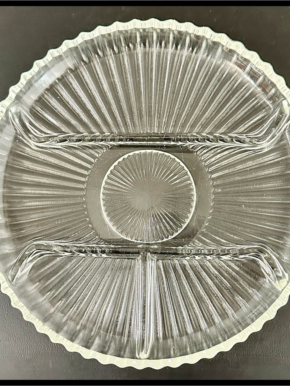 Vintage Clear Glass Divided Serving Platter - Elegant Home Dining